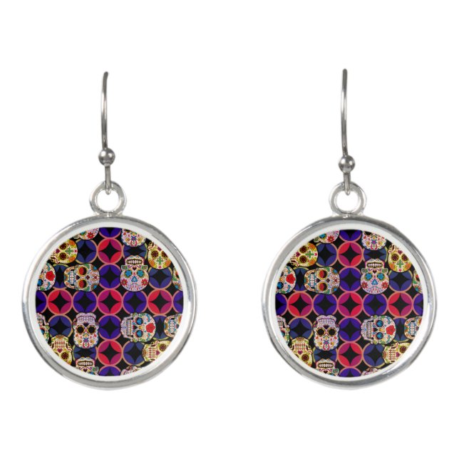 Sugar Skulls Pattern Earrings (Front)