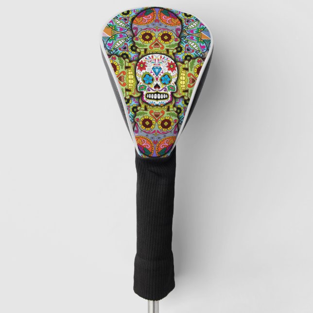 Sugar Skulls Pattern Golf Head Cover (Front)