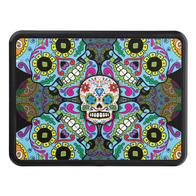 Sugar Skulls Pattern Hitch Cover (Front)