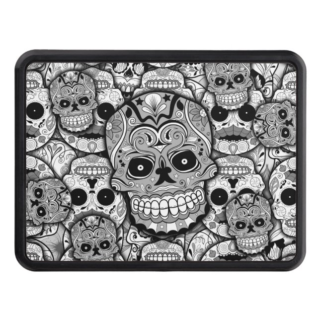 Sugar Skulls Pattern Hitch Cover (Front)