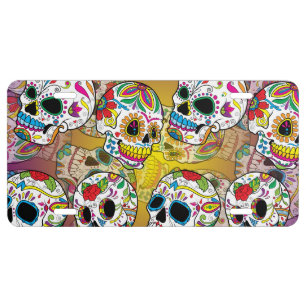 Sugar Skulls Pattern License Plate