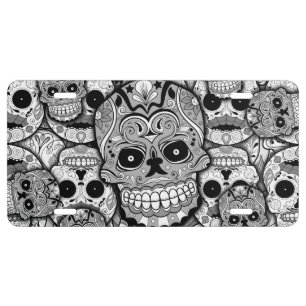 Sugar Skulls Pattern License Plate