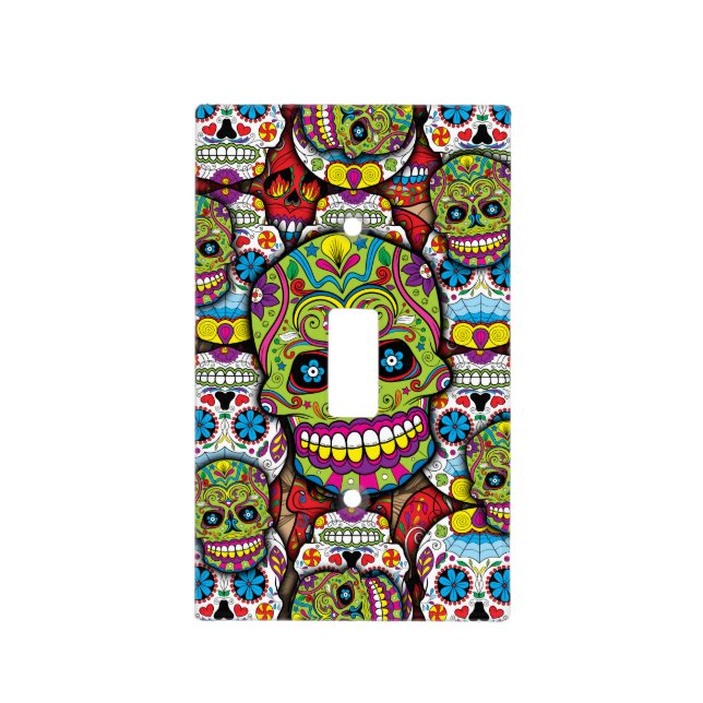 Sugar Skulls Pattern Light Switch Cover (Front)