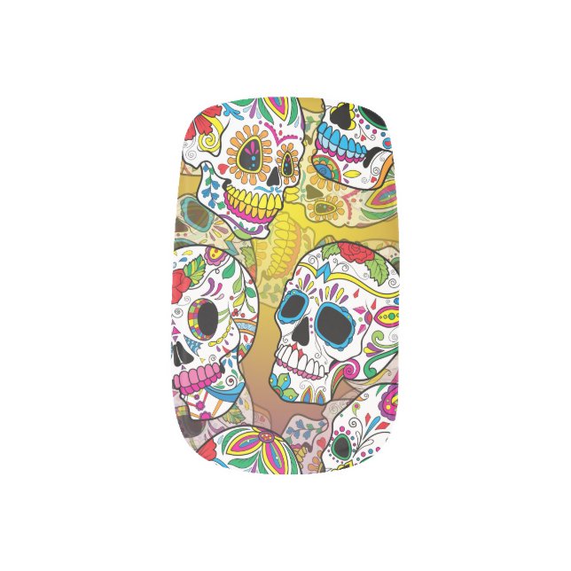 Sugar Skulls Pattern Minx Nail Art (Left Thumb)