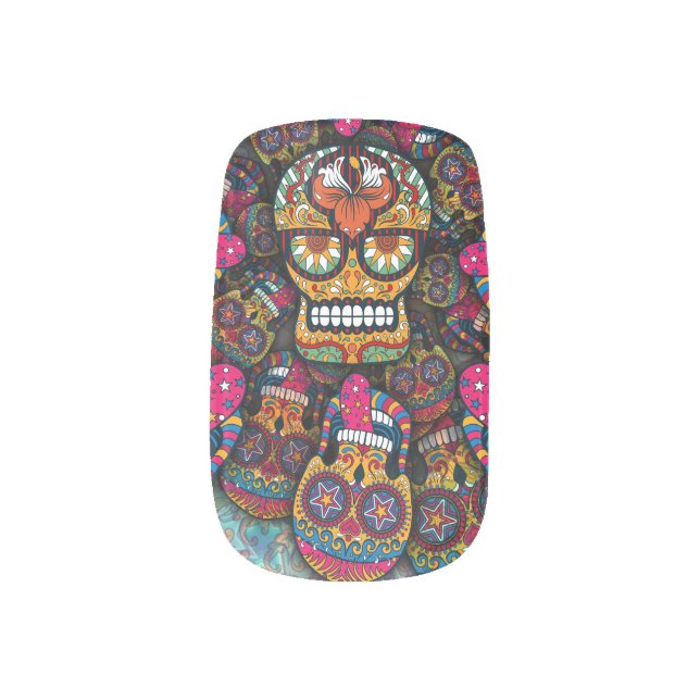 Sugar Skulls Pattern Minx Nail Art (Left Thumb)