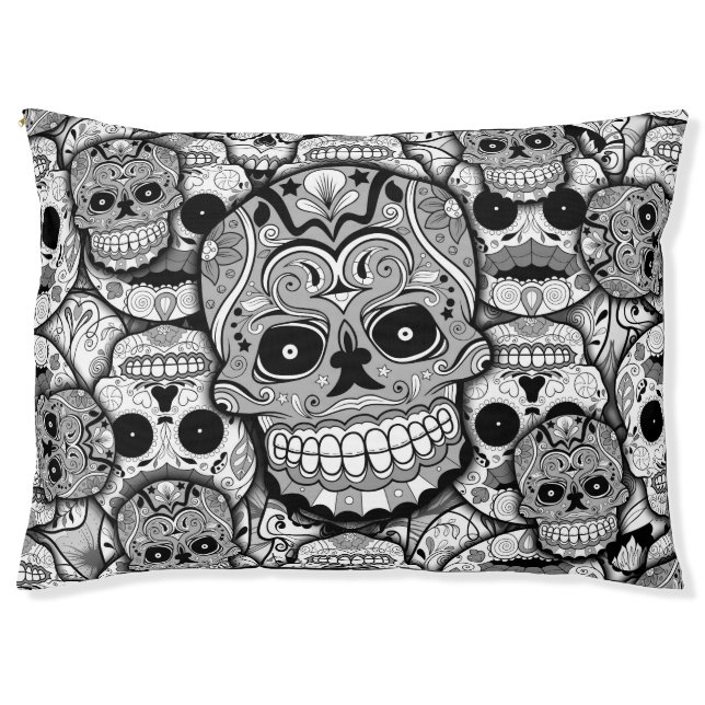 Sugar Skulls Pattern Pet Bed (Front)