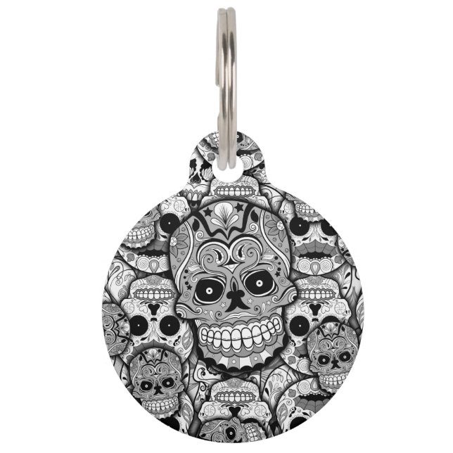 Sugar Skulls Pattern Pet ID Tag (Front)