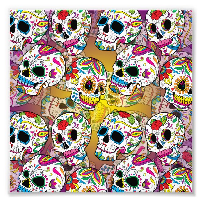 Sugar Skulls Pattern Photo Print (Front)