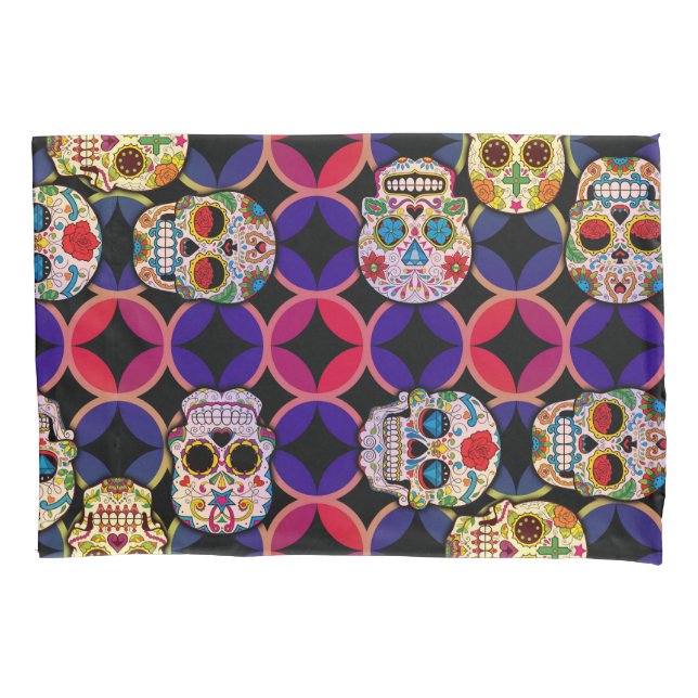 Sugar Skulls Pattern Pillow Case (Front)