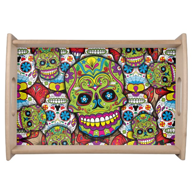 Sugar Skulls Pattern Serving Tray (Front)