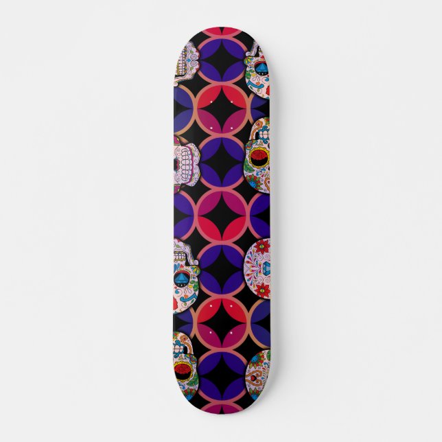 Sugar Skulls Pattern Skateboard (Front)