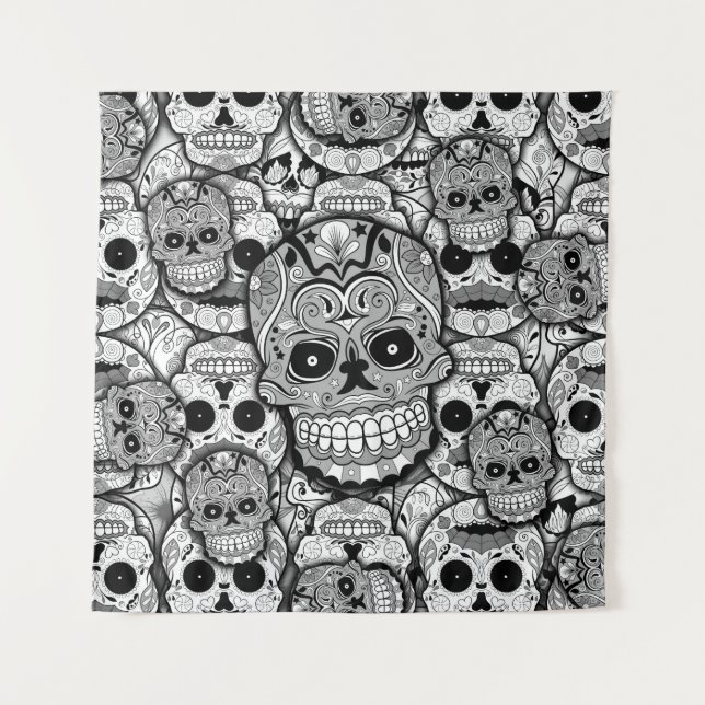 Sugar Skulls Pattern Tapestry (Front)