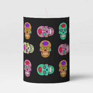 Sugar Skulls Pillar Candle