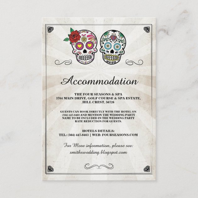 Sugar Skulls Roses Accommodation Wedding Cards