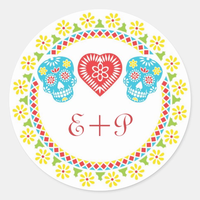 Sugar Skulls round sticker (Front)