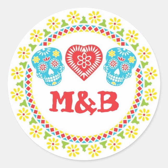 Sugar Skulls round sticker (Front)