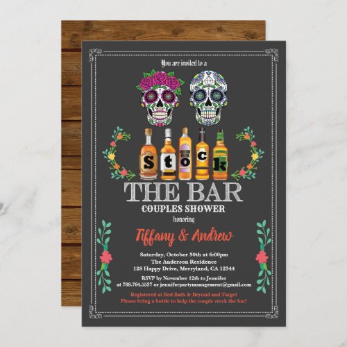 Sugar skulls stock The Bar invitation Halloween