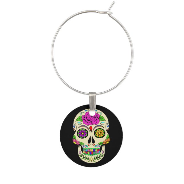 Sugar Skulls Wine Charm (Front)
