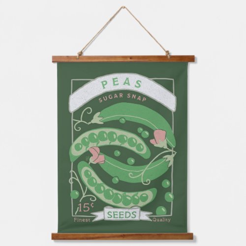 Sugar Snap Pea Seed Packet Rich Green Hanging Tapestry