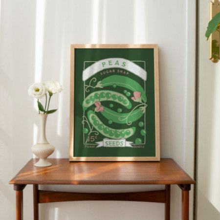 Sugar Snap Peas Seed Packet (rich Green) Poster