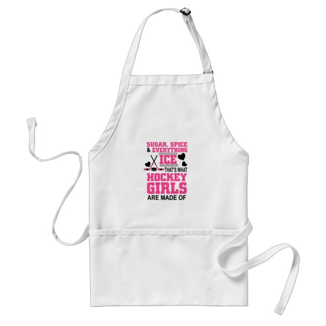 sugar spice and everything ice girls hockey adult apron (Front)