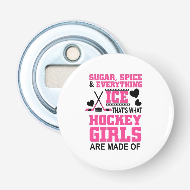 sugar spice and everything ice girls hockey bottle opener (Front)
