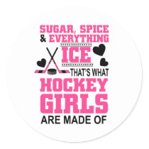 sugar spice and everything ice girls hockey classic round sticker