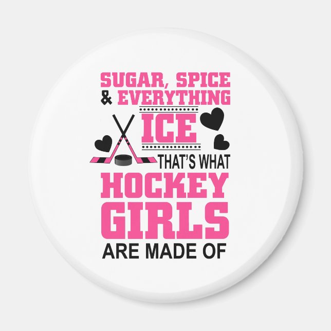 sugar spice and everything ice girls hockey magnet (Front)