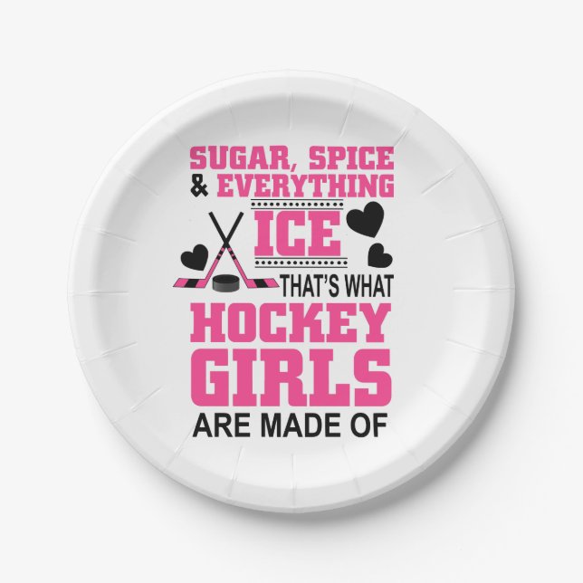 sugar spice and everything ice girls hockey paper plates (Front)