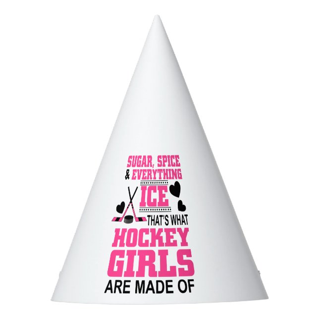 sugar spice and everything ice girls hockey party hat (Front)