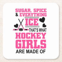 sugar spice and everything ice girls hockey square paper coaster