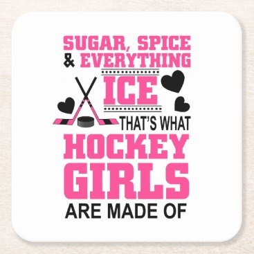 sugar spice and everything ice girls hockey square paper coaster