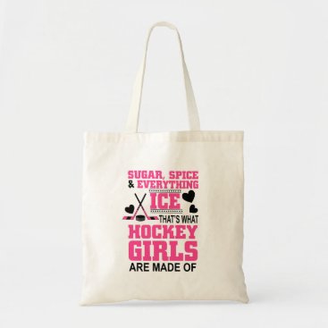 sugar spice and everything ice girls hockey tote bag