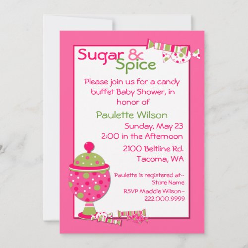 Sugar &amp; Spice Baby Shower Candy Buffet Invitation