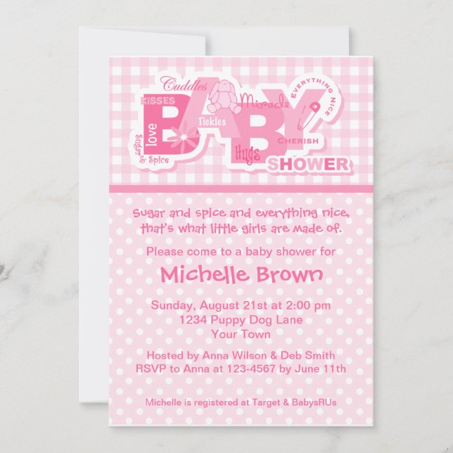 Sugar & Spice Bunny Shower Invitations (Front)