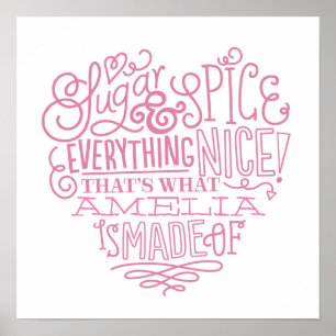 Sugar & Spice Child's Name Art Poster