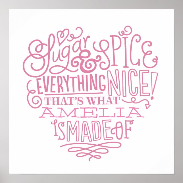 Sugar & Spice Child's Name Art Poster (Front)