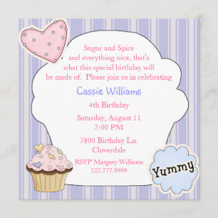 Sugar & Spice Cupcake Birthday Party Invitation