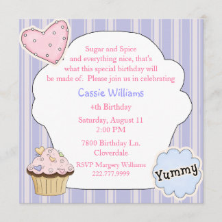 Sugar & Spice Cupcake Birthday Party Invitation