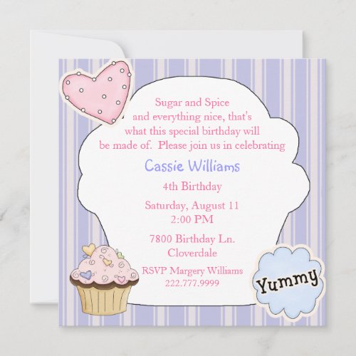 Sugar &amp; Spice Cupcake Birthday Party Invitation