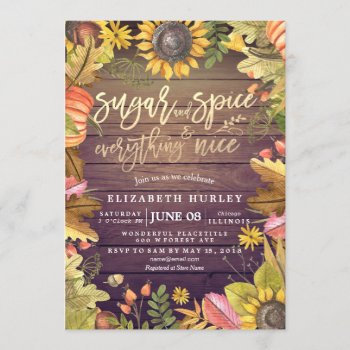Sugar & Spice & Everything Nice Autumn Baby Shower Invitation by ReadyCardCard at Zazzle