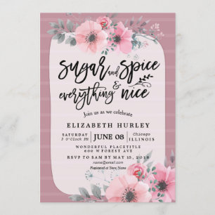 Sugar & Spice & Everything Nice Baby Shower Flower Invitation