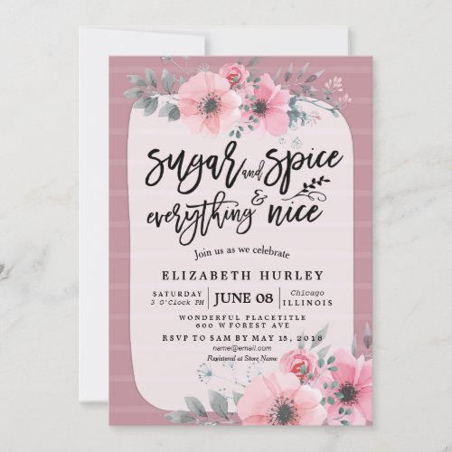 Sugar  Spice  Everything Nice Baby Shower Flower Invitation