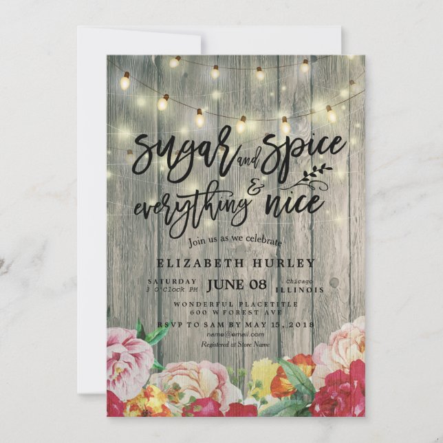 Sugar & Spice & Everything Nice Baby Shower Flower Invitation (Front)
