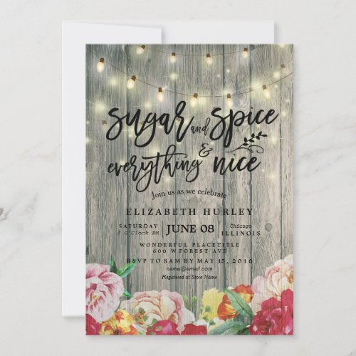 Sugar  Spice  Everything Nice Baby Shower Flower Invitation