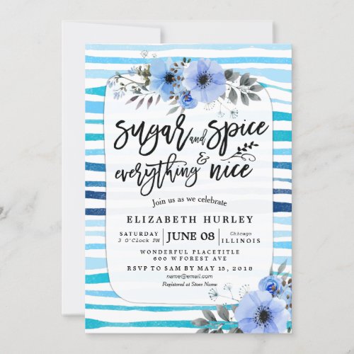 Sugar  Spice  Everything Nice Baby Shower Flower Invitation