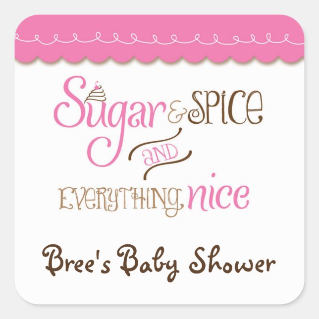 Sugar Spice & Everything Nice Party Favor Sticker (Front)