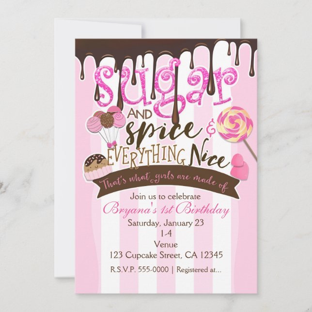 SUGAR SPICE EVERYTHING NICE Party Invitations (Front)