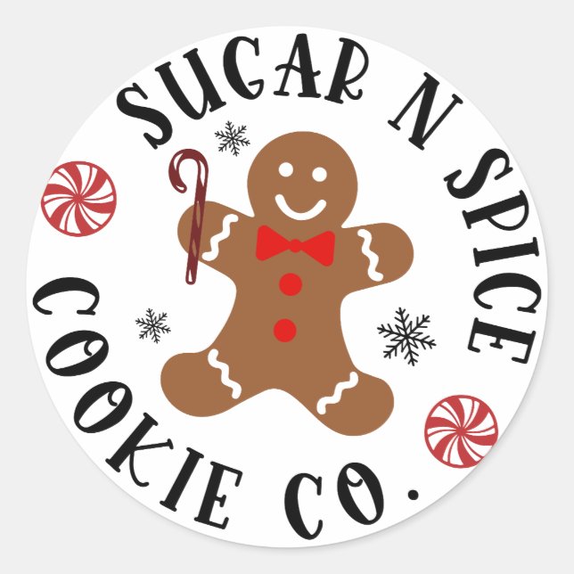 Sugar & Spice Gingerbread Cookie Co. Classic Round Sticker (Front)