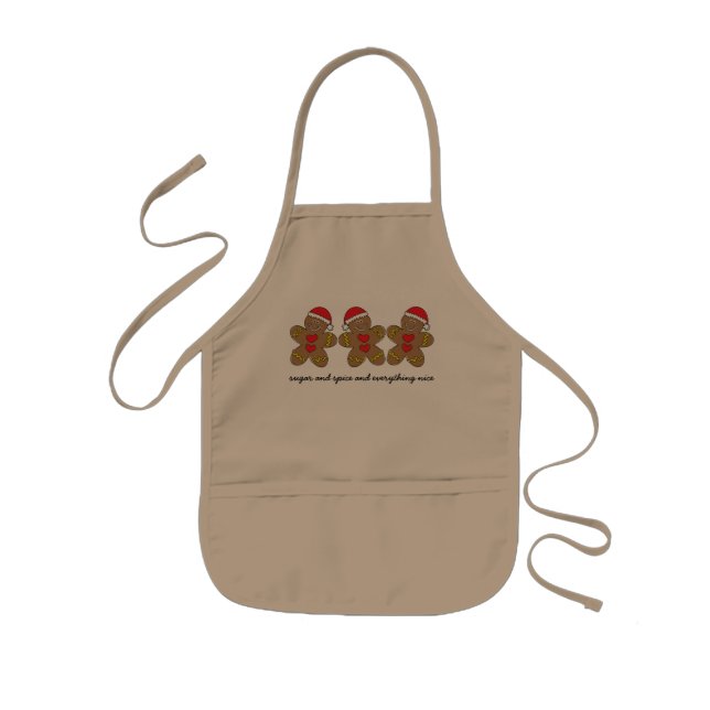 Sugar & Spice Gingerbread Man Triplets Kids' Apron (Front)